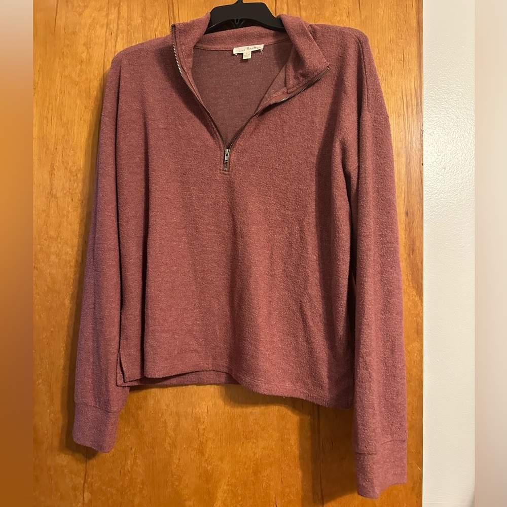 Mauve Quarter-Zip Pullover